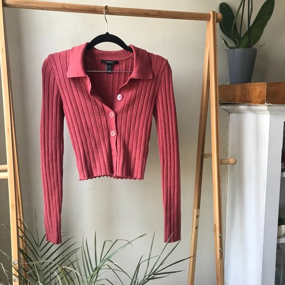 Cropped Button-Up Sweater - Picture 1 of 3